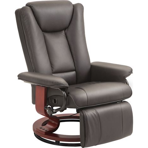 Fauteuil relax manuel pivotant avec repose-pieds, cuir synthétique marron, support jusqu'à 150 kg (1/5)
