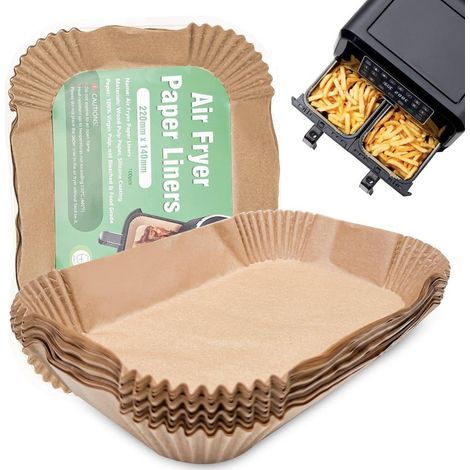 Huile de Silicone Double Papier de Cuisson, Air Fryer Pour Paper, Feuille de Friteuse Barquette Accessoires, Rectangle Moule Baking Accessoire, Feuilles Barquette Airfryer Deli (1/5)