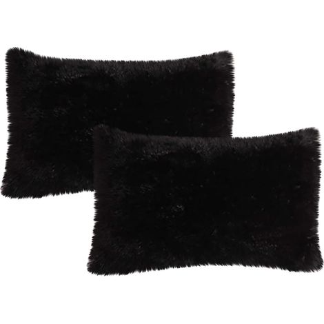 Lot de 2 taies d'oreiller Giyblacko, douces et moelleuses, en velours duveteux, avec fermeture éclair. (1/5)