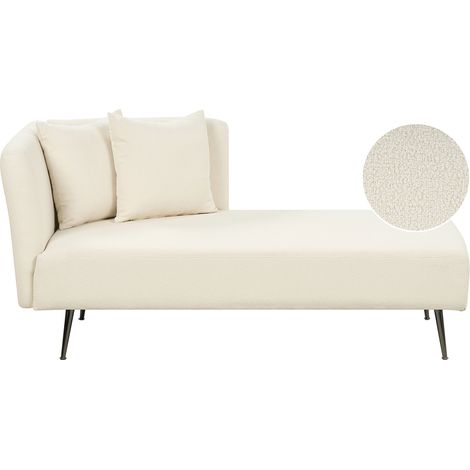 Chaise longue estilo moderno izquierdo con cojines patas de metal diván blanco Riom