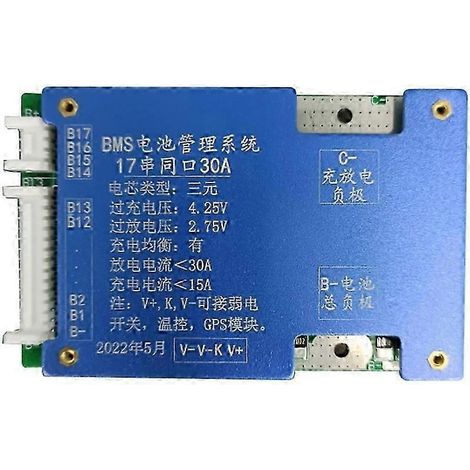 Batterie Li-ion 18650 BMS 17S 30A 60V, chargeur à port standard avec protection thermique NTC, compatible avec les scooters électriques simples. WHBYV (1/4)