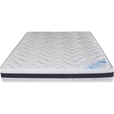 Matelas mousse 160x200x20 cm moelleux blanc et gris foncé - MELIARE (1/8)