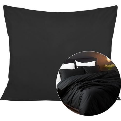 Federa cuscino raso di cotone nero 04000966/70x80. (1/5)