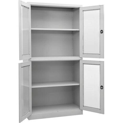 Maison Exclusive - Armadio per Ufficio Grigio Chiaro 90x40x180 cm Acciaio e Vetro
