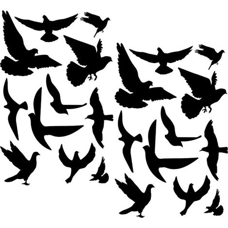 22 Autocollants Fenêtre Anti-Collision Oiseaux - Grands Stickers Décoratifs Réutilisables en Forme d'Oiseau pour Vitres en PVC (1/5)