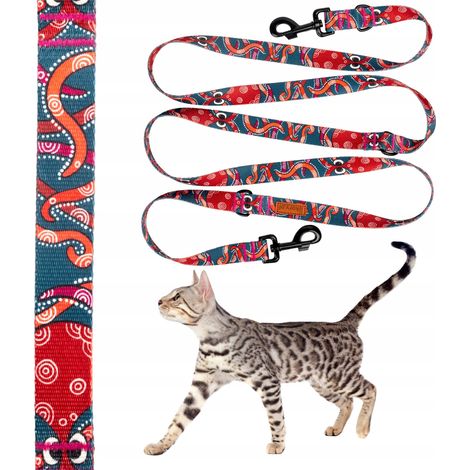 Laisse réglable universelle de 3 mètres pour chats jusqu'à 3 kg Ukory SEA BUGS (1/5)