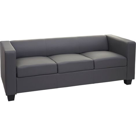 [NON UTILIZZATO] Divano sofa 3 posti lounge moderno elegante serie Lille M65 75x191x70cm ecopelle grigio scuro