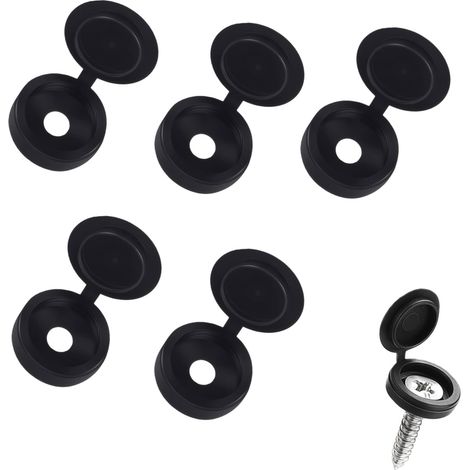 100 Pièces Couvre-Vis en Plastique Noir Anthracite,Capuchons de Protection pour Vis Protection,pour Améliorer L'apparence Étagères et Décoration de Maison Couvercles à Vis Rabattables (1/5)