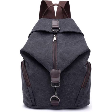 sac à dos pour femmes sac à bandoulière sac d'école en toile sac à dos de voyage pour tous les jours bureau école excursion shopping Grau noir