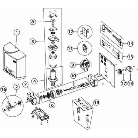 6CS14R Riduttore Per Cross14-14e-14ve-18-18e-18ve-15v-19v Ditec 6cs14r Entrematic Nuovo