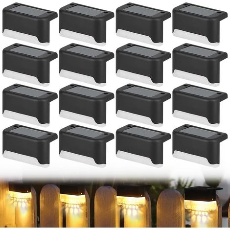 Lot de 16 Lampe Solaire Exterieur, Lumiere Solaire Exterieur, Eclairage à LED Lampe Solaire Exterieur, Lumière D'escalier Solaire, IP65 Étanche Decoration pour Balcon, Clôture, Escalier, Mur