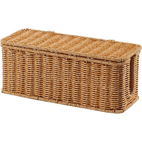 Rangement pour Câbles et Multiprise Bohème Chic de Bureau  Box Design Authentique Écran Ouvert en Faux Bambou  Organisez vos cordons d'ordinateur, de téléphone et vos prises électriques  Dimensions 20