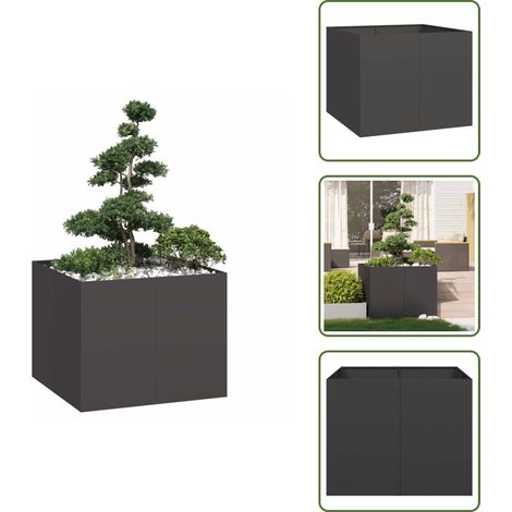 The Living Store Pflanzkübel Schwarz 100x100x80 cm Stahl - Garten (1/5)