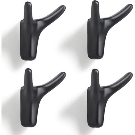 4er-Pack Wandhaken mit Doppelzinken für Mäntel und Hüte, robuste Wandhaken aus massiver Zinklegierung zum Aufhängen von Handtüchern, Schlüsseln, Taschen, Hüten, FLITI