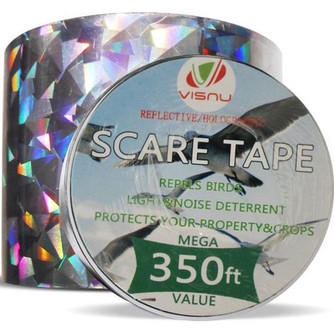 Nastro dissuasore iridescente riflettente con riflessi luminosi spaventapasseri Modello - 110 Metri (Argento)