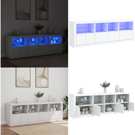 Buffet avec lumières LED blanc 202x37x67 cm - Meuble De Rangement - Buffet - Meuble Tv - Luminaire Led - Décoration Intérieure - Home & Living (1/5)