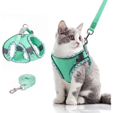 Cat Harness, Small Dog Leash Anti Escape, Adjustable Kitten Harness, Reflective Breathable Vest Harness for Cats Puppy, Puppy, Green XXS (1/5)