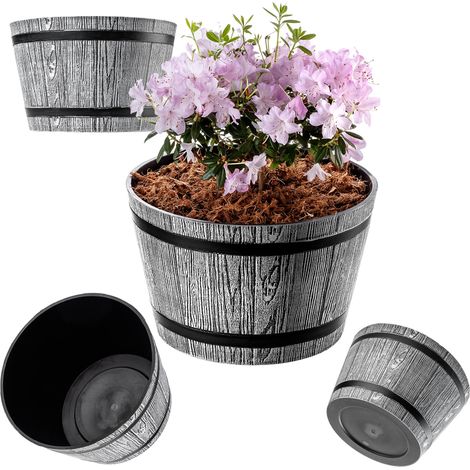 KADAX Blumentopf, aus Kunststoff, runder Pflanzkübel, 30 cm, Hellgrau