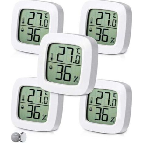 5 Pièces Thermomètre Hygromètre Interieur Numérique,Indicateur du Niveau de Confort,Petit Thermomètre Hygromètre Digital à Haute Précision,Thermomètre Chambre Bébé pour Salon entrepôt Chambre (1/5)