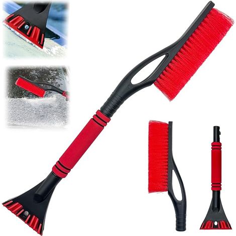 Brosse à Neige de Voiture,2 en 1 Brosse à Neige pour Voiture,Grattoir à Glace et Brosse à Neige,grattoir à Glace pour Voiture avec Balai,pour Voitures Pare Brise et Vitres de Voiture (rouge)