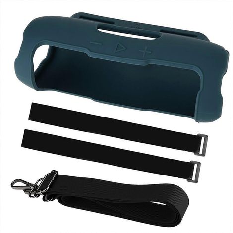 Tragbare blaue Silikontasche mit Schultergurt und Fahrradbefestigungsgurt für den Flip 7-Lautsprecher (1/5)