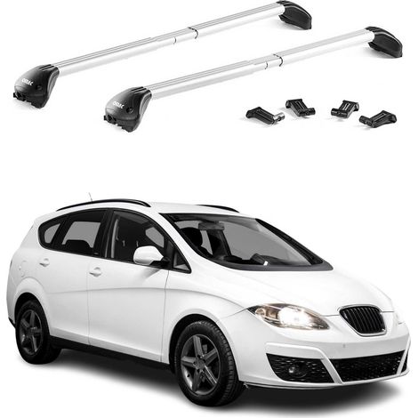 OMAC Barres de toit transversales certifiées TÜV pour Seat Altea Freetrack / XL 2007-2015 – Verrouillables (4 antivols) – Charge max 100 kg – Fixation durable Argent (1/4)