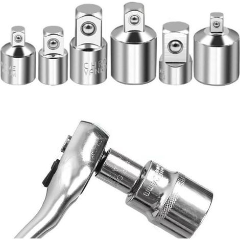 Socket Adapter Set, 6-Piece Ratchet Adapter Set, 1/4" to 3/8", 3/8" to 1/4", 3/8" to 1/2", 1/2" to 3/8", 1/2" to 1/4", 1/4" to 1/2", Bit Reducer Adapters (1/5)