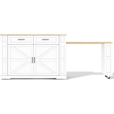 Isola cucina mobile con top estensibile MDF effetto rovere bianco 130x50x93 cm (1/5)