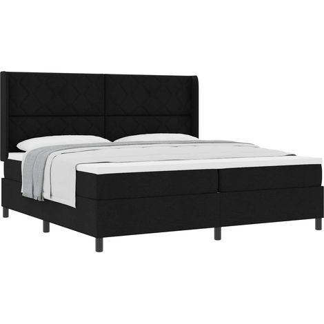 Maison Exclusive - Lit à ressorts avec coussin Noir 200 x 200 cm tissu (1/5)