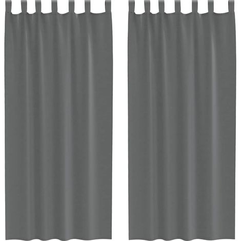 Maison Exclusive - Voile Vorhänge mit Schlaufen 2 Stk. Dunkelgrau