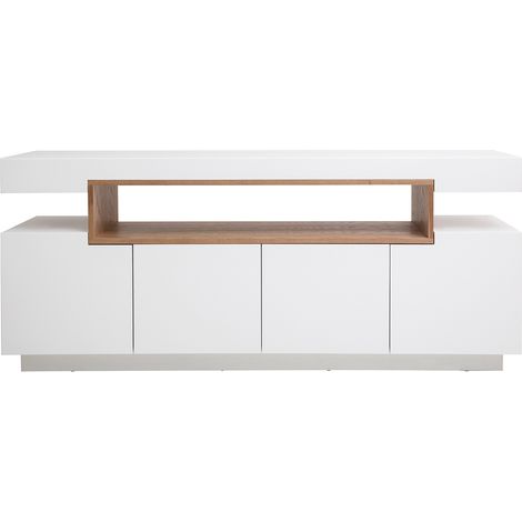 Credenza bianco opaco e nicchia in legno LIVO