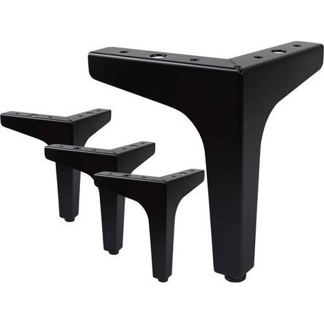 Set of 4 Furniture Legs Load Up to 600 KG, 10cm Modern Metal Triangle Shaped Table Leg, Hairpin Furniture Leg for Cupboard, Sofa, with 16 Screws and 4 Leg Protectors, Black (1/4)