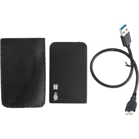 Boîtier de disque dur SSD SATA HDD USB3.0 2,5 pouces, 5 Gbit/s, 3 To, portable (noir) (disque non inclus) (1/5)