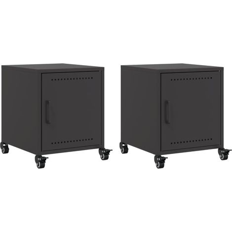 Maison Exclusive - Mesitas de noche 2 uds acero negra 36x39x43,5