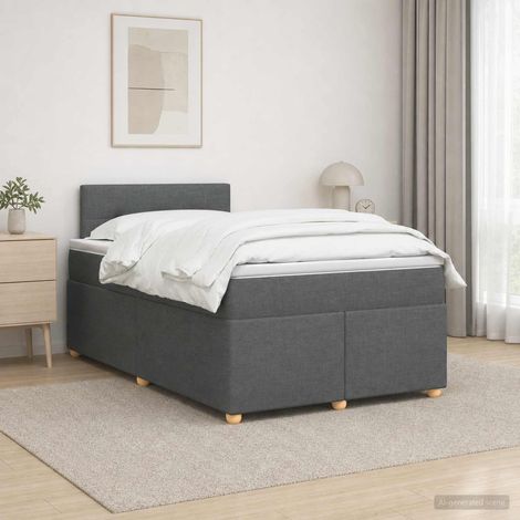 vidaXL Cama box spring con colchón Gris oscuro 120 x 200 cm Tela (1/5)