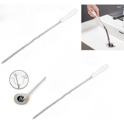 2 Pièces Brosses de Nettoyage pour Débouchage Évier, Cuville Anti-Cheveux pour Canalisation - Outil Déboucheur Évier Cuisine 45 cm (1/5)