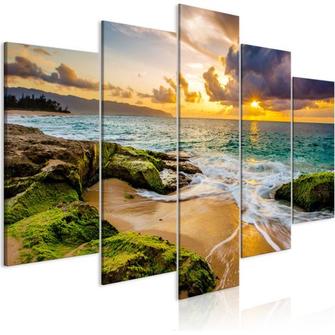 Tableau Imprimé 5 Panneaux "Turquoise Sea Wide" 50 x 100 cm (1/2)