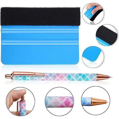 Stylo de désherbage pour voiture avec système de purge d'air pour une application plus lisse des autocollants et une élimination des bulles. (1/4)