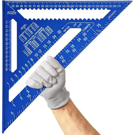 12 Pouces Equerre Menuisier en Alliage D'aluminium, Regle Triangle Métrique pour Mesure D'angle Charpentiers Ingénieurs (Bleu) (1/5)