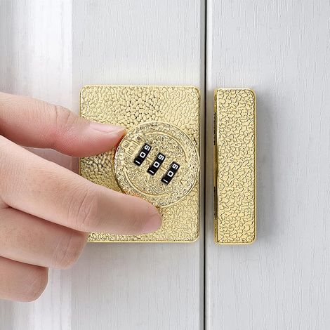 Serratura per armadietto placcata in oro con password a 3 cifre, serratura meccanica anti-leva, protegge la privacy, per cassetti, armadietti, guardaroba, finestre, porte scorrevoli, bagni e