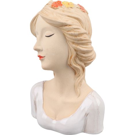 Vases décoratifs modernes en céramique représentant une tête de femme timide, style moderne, pour les amoureux des plantes (unisexe, blanc). (1/5)