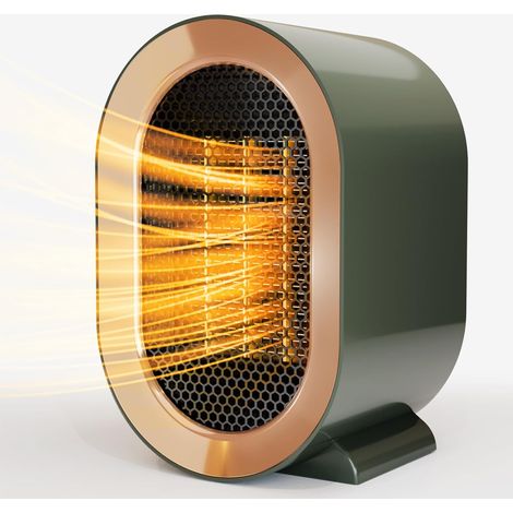 Calefactor con ventilador, calefactor portátil de bajo consumo, calefactor de escritorio portátil de dos velocidades (verde) (1/4)
