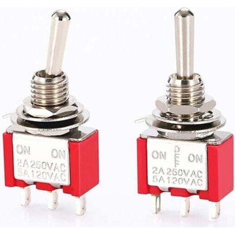 Lot de 5 mini interrupteurs momentanés à bascule (ON)-Off-(ON) , 3 broches, 6 A 250 V (1/3)