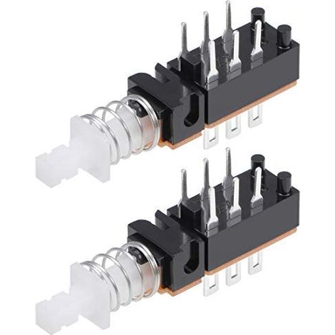 2 - Interrupteur à bouton poussoir - Commutateur DPDT 6 broches - Verrouillage automatique 1 position - Pour montage électrique et contrôle de circuit - Noir - 2x2cm (1/5)