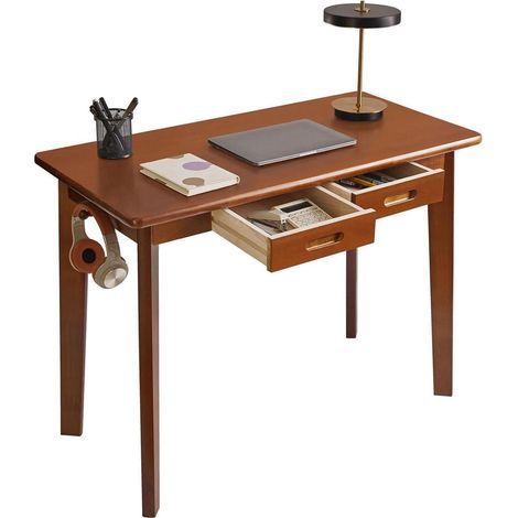 Schreibtisch Massivholz Schubladen 100x50 cm Rustikales Braun (1/5)