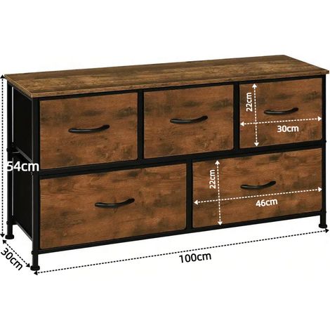 Meuble de rangement style rustique, commode à tiroirs pour entrée, armoire couloir en bois massif, seul meuble d'entrée fourni (1/5)