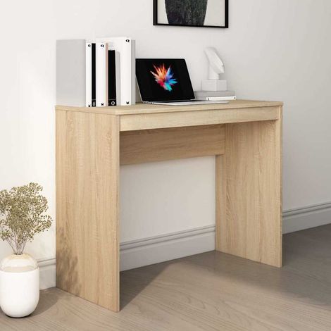 vidaXL Escritorio de madera contrachapada color roble 90x40x72 cm (1/5)