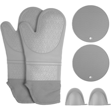 Gants de cuisine isolants en silicone épais pour four, barbecue et micro-ondes - Anti-brûlure