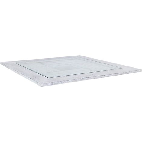 Tischplatte Shabby weiss mit Glas und Shabby Rahmen  85x85cm (1/5)