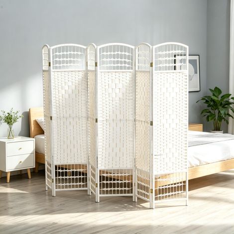 Solution élégante de séparation de pièces pour intérieurs modernes, paravent pliable polyvalent, cloison élégante pour préserver l'intimité (uniquement avec 6 panneaux, cloison seule, 1 cloison inclus (1/4)